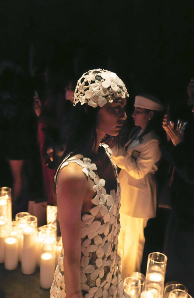 model standing for photos at new york city wedding fashion session