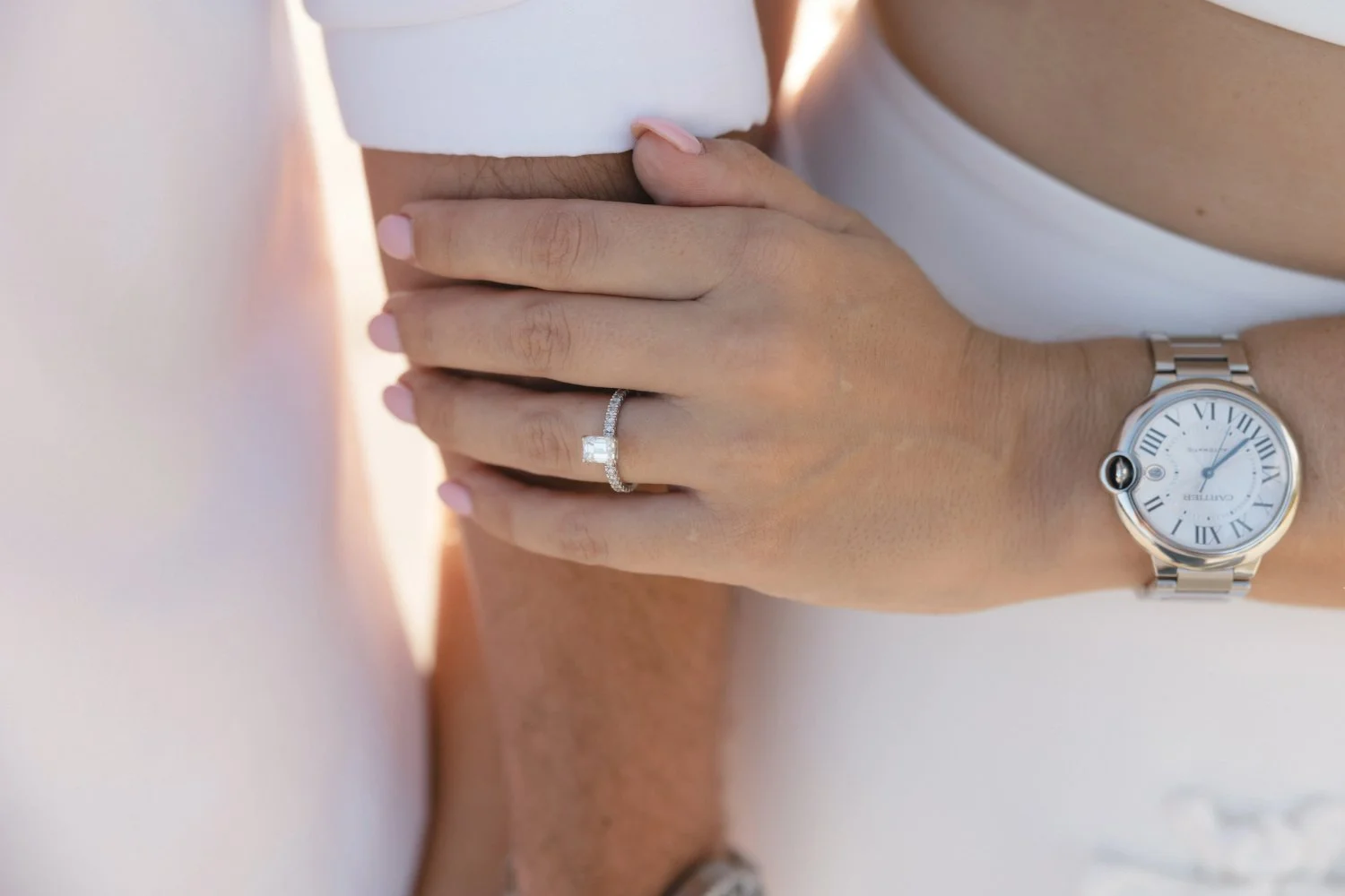close up of ring during beach engagement session