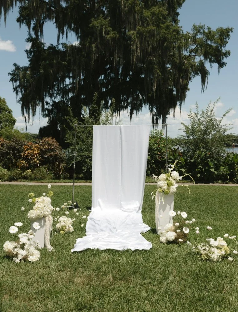 minimalistic couture styled wedding backdrop