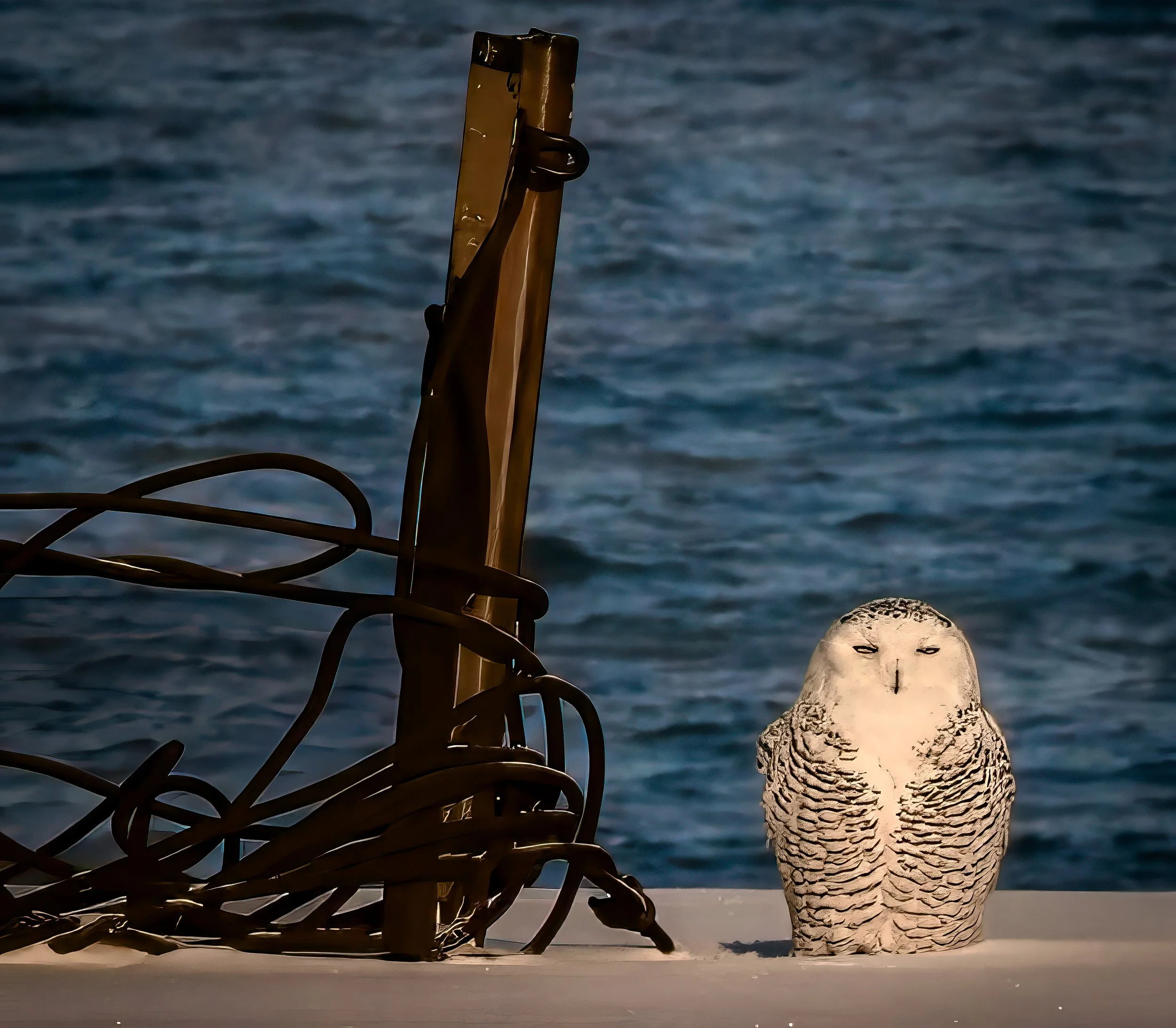snow owl at montrose beach dec 2025