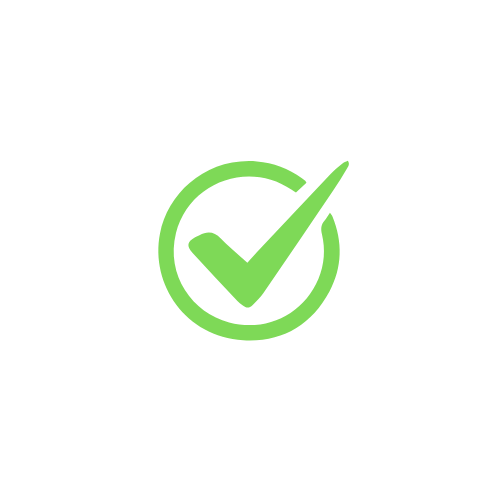 Black background with a green circle and checkmark inside, symbolizing verification or completion.