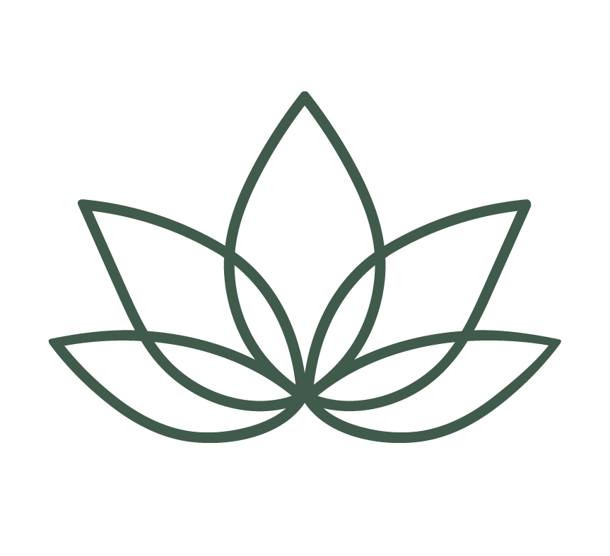 Minimalist line drawing of a lotus flower.