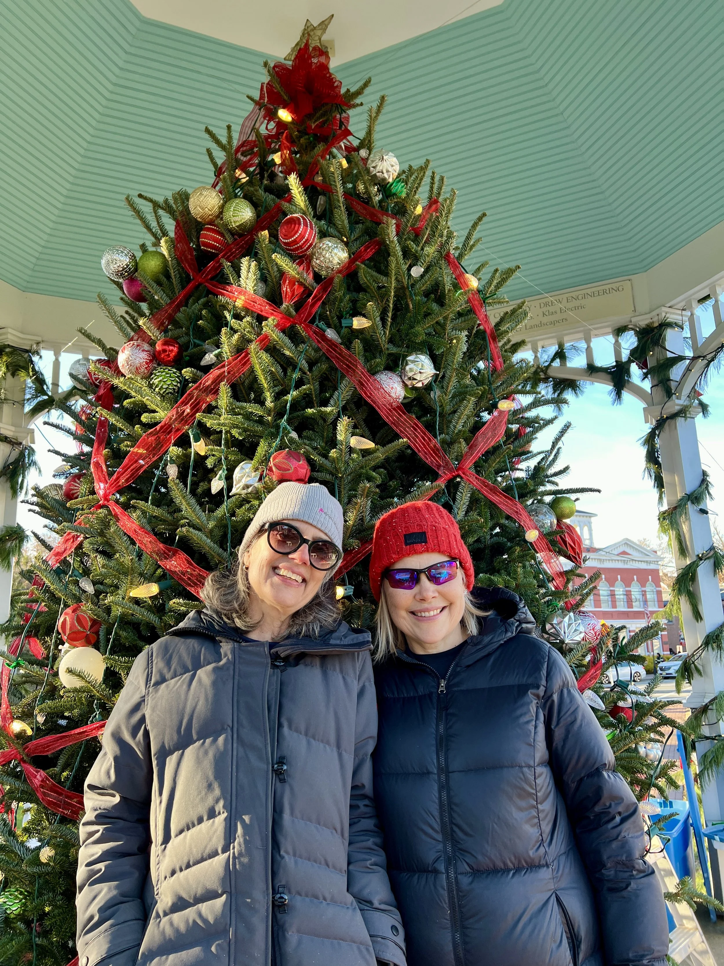 Decorating the holiday tree at the Chatham Gazebo 2025