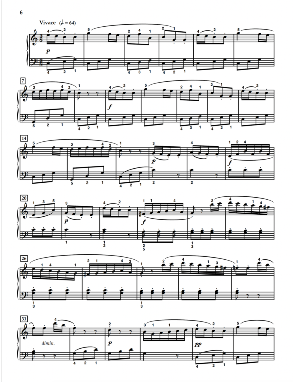 Six Sonatines (Op. 36) - Partitions De Piano Avec Doigtés