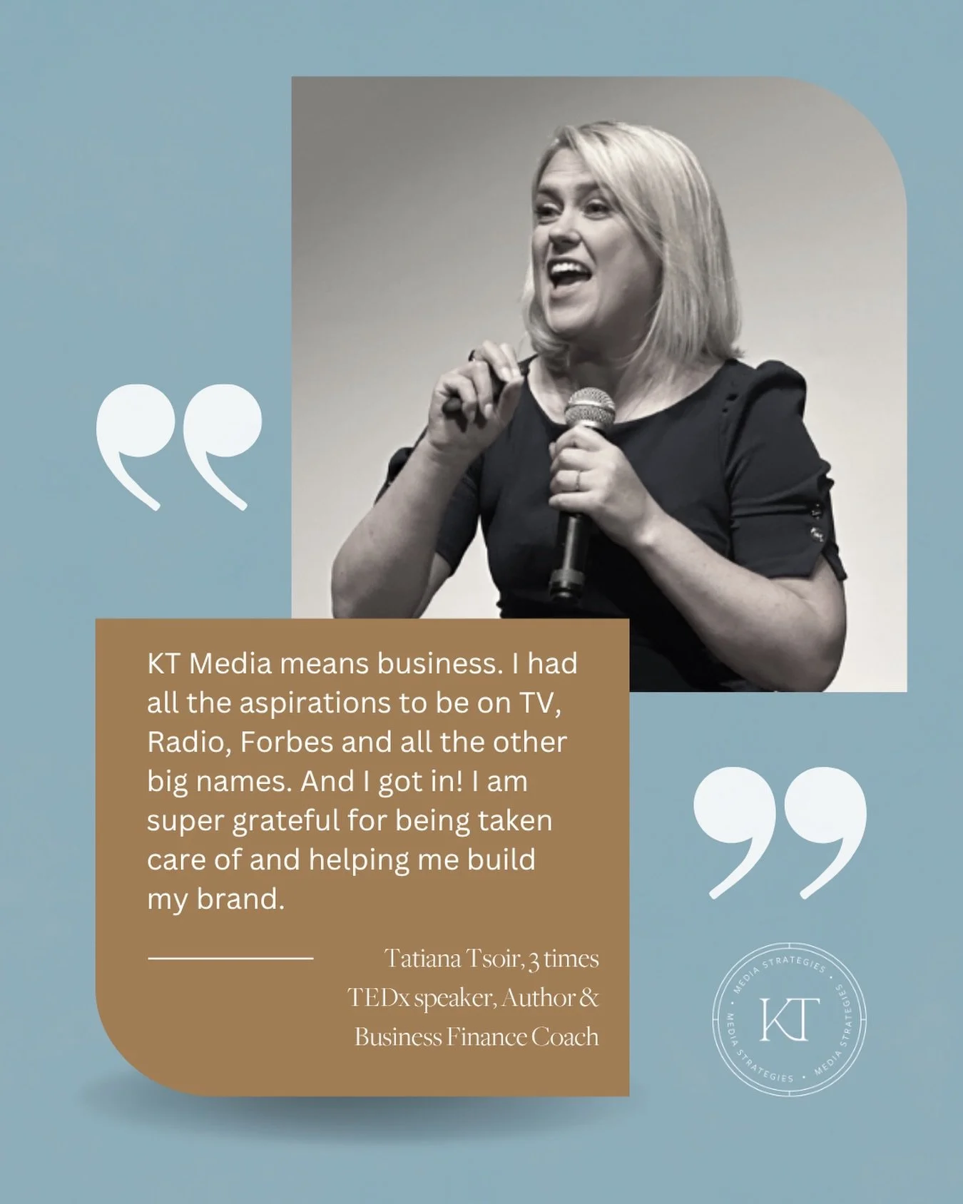 From TV and radio to Forbes and beyond, seeing our clients step into the spotlight and build powerful brands is why we do what we do.

Connect with us at ktmediastrategies.com

#WashingtonDC #PublicRelations #MediaStrategy #BrandVisibility #Storytell