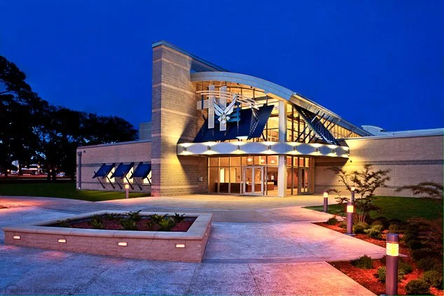 exterior of Tyndall Air Force Base fitness center at night