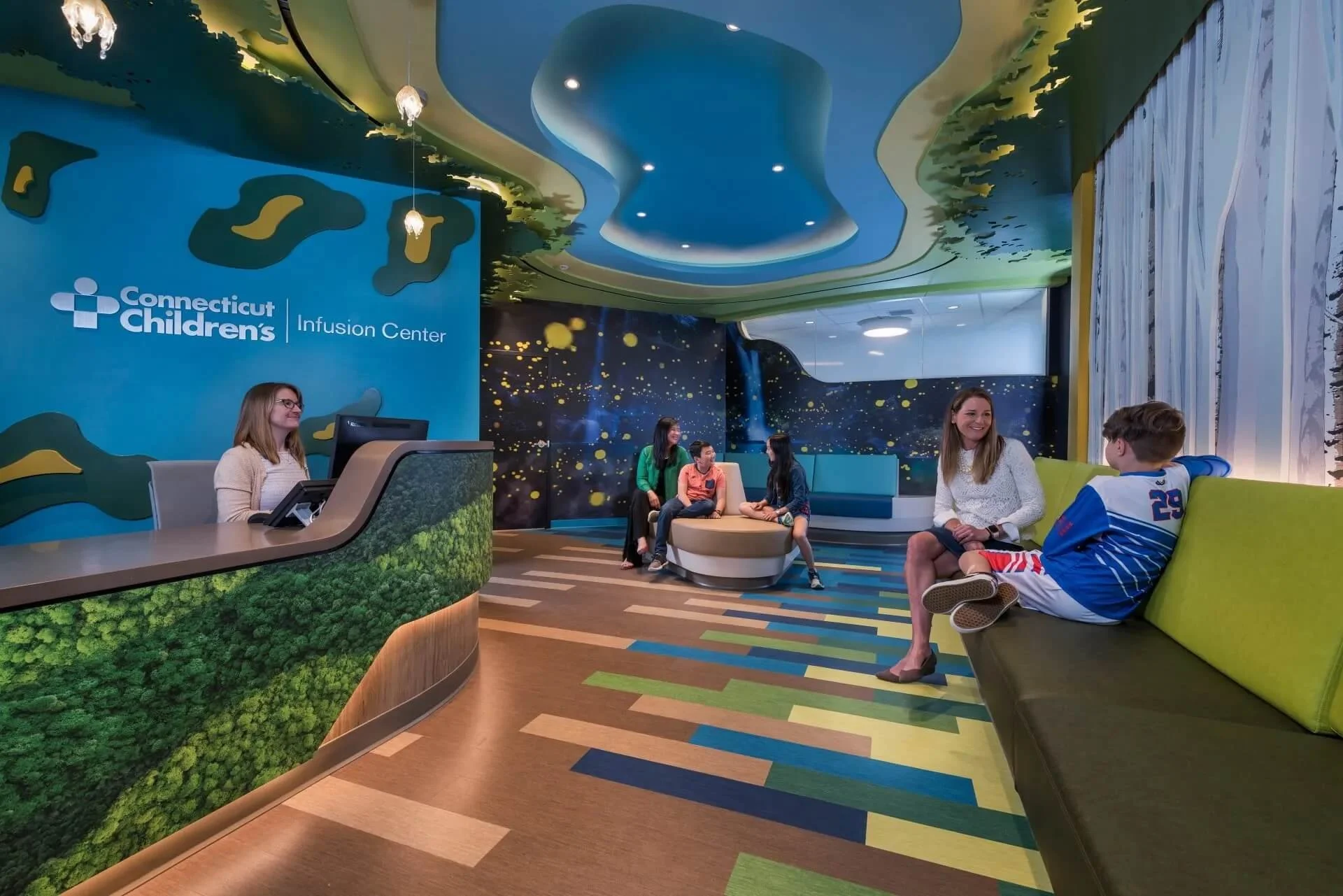 Inside lobby of Connecticut Children's Medical Center Infusion Center