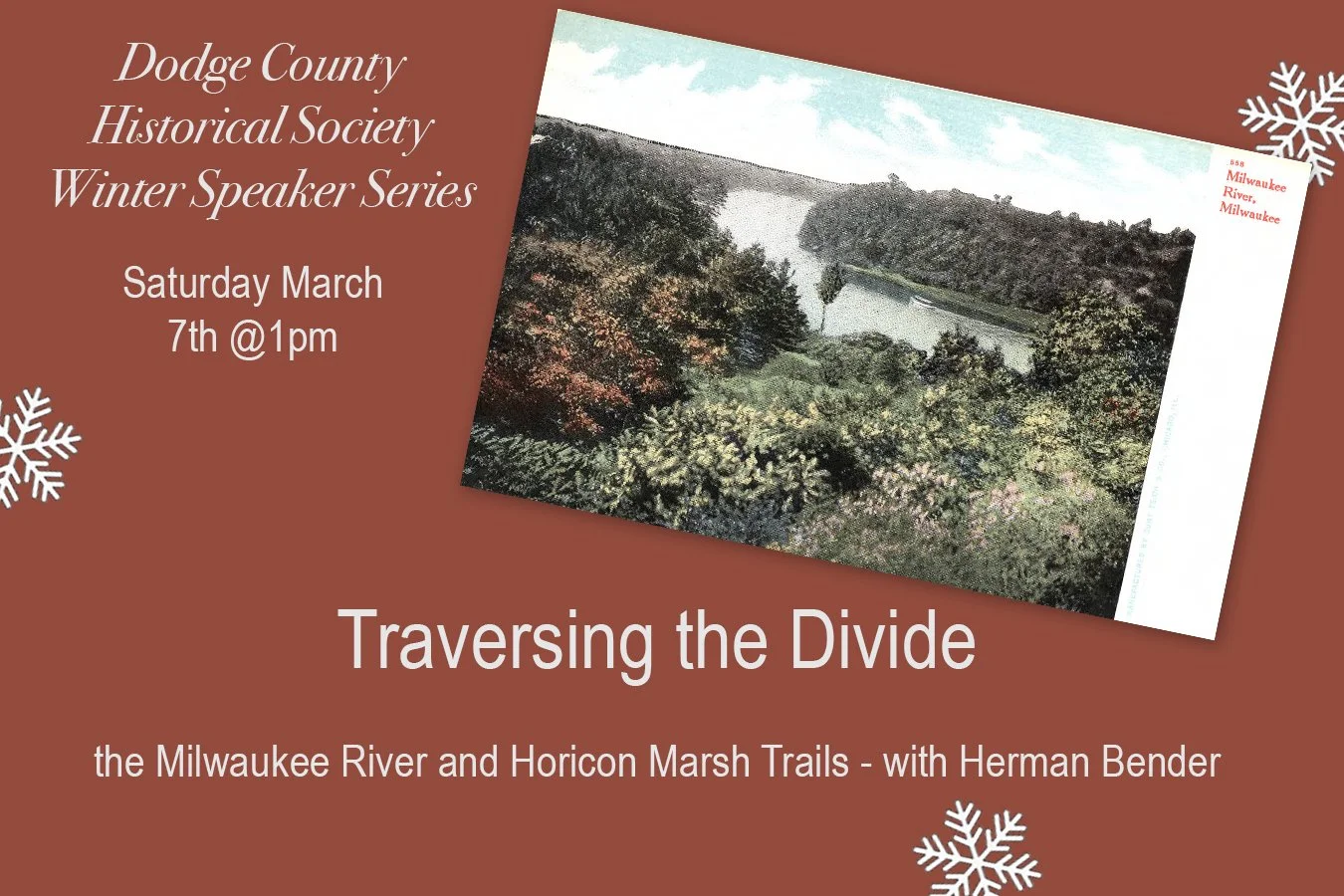 Speaker Series - Traversing the Divide: The Milwaukee River/Horicon Marsh Indigenous Trails with Herman Bender