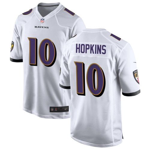 Men's Baltimore Ravens DeAndre Hopkins #10 White Team Game Jersey