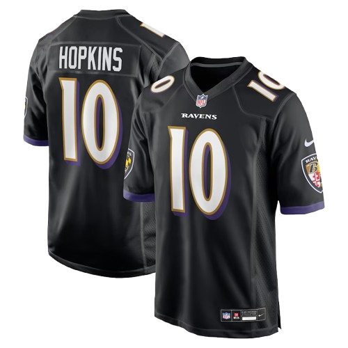 Men's Baltimore Ravens DeAndre Hopkins #10 Black Team Game Jersey