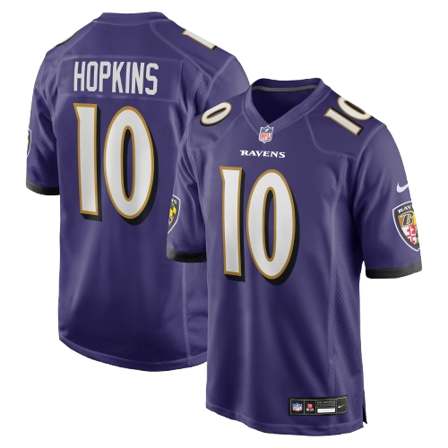 Men's Baltimore Ravens DeAndre Hopkins #10 Purple Team Game Jersey