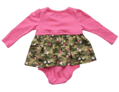 Little Mini Threads, second hand, gently used, onesie with camo skirt