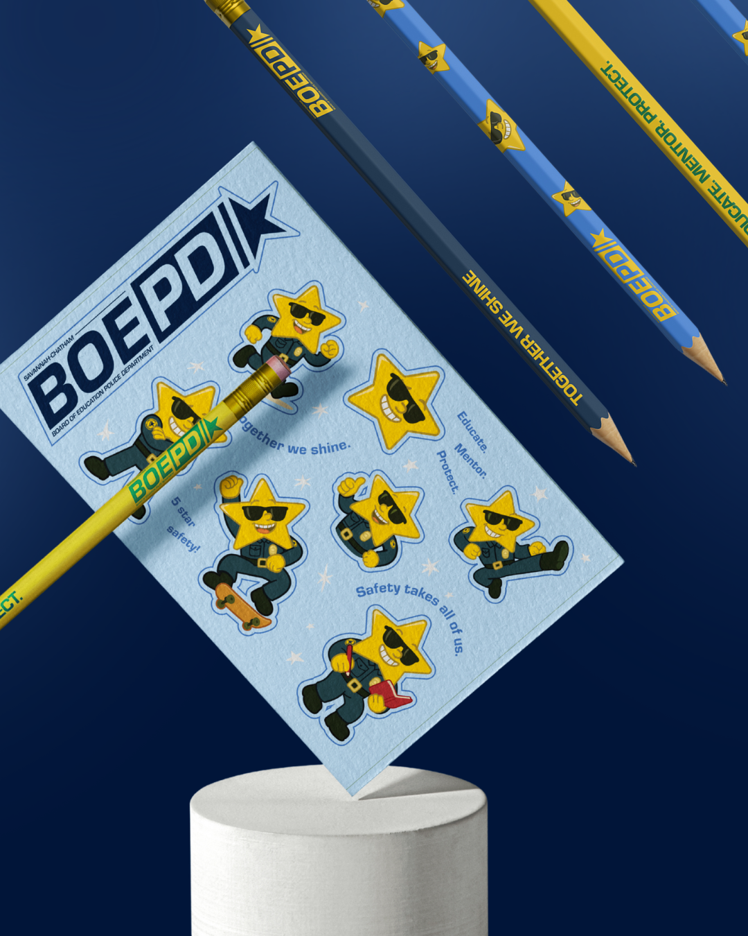 Sergeant Star Sticker Sheet & Pencils