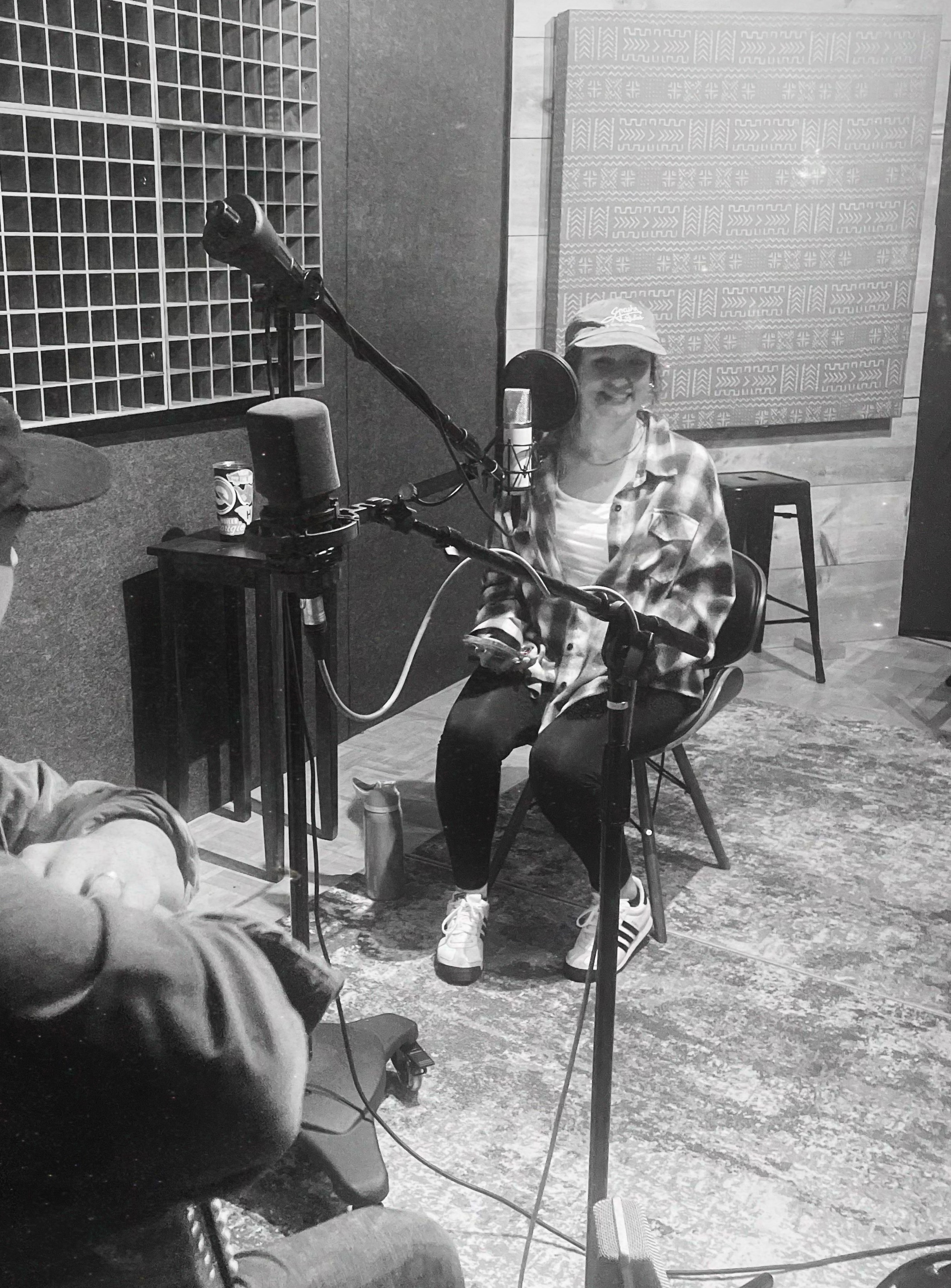 Lauren Link recording vocals for her upcoming EP, "Homecoming Queen"