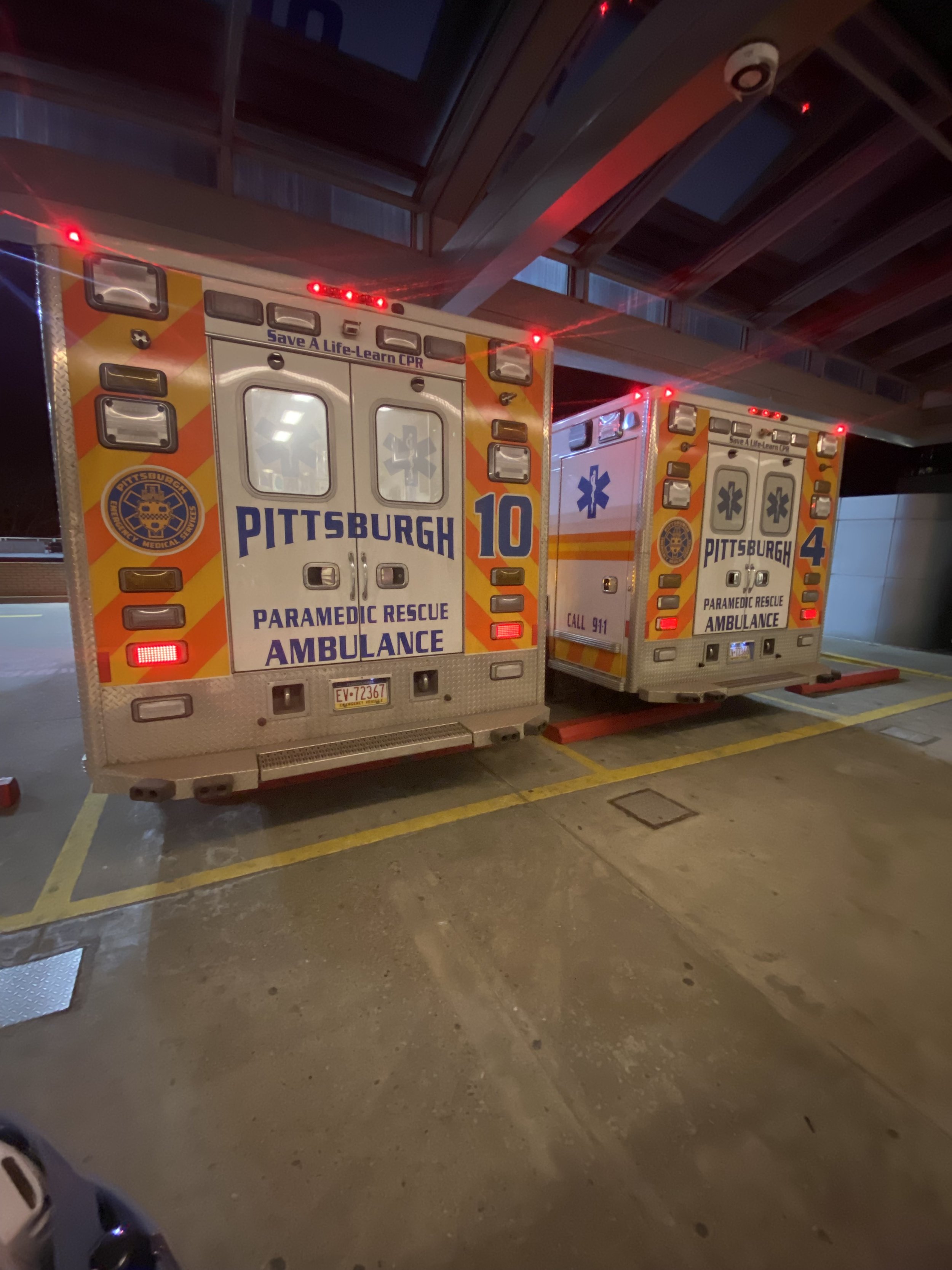North Side Medic Units (Medic 4/Medic 10) together at Mercy Hospital