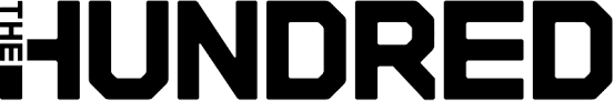 Logo for the television game show 'The Hundred' with bold black letters on a white background.