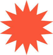A red, spiked starburst shape.