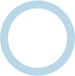 Empty white circle with a light blue outline on a black background.