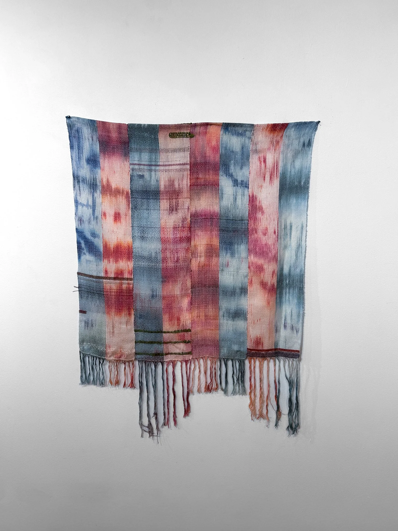 Hand Painted Strip Weaving, 
cotton and paper yarn
40"x 40" 
2025