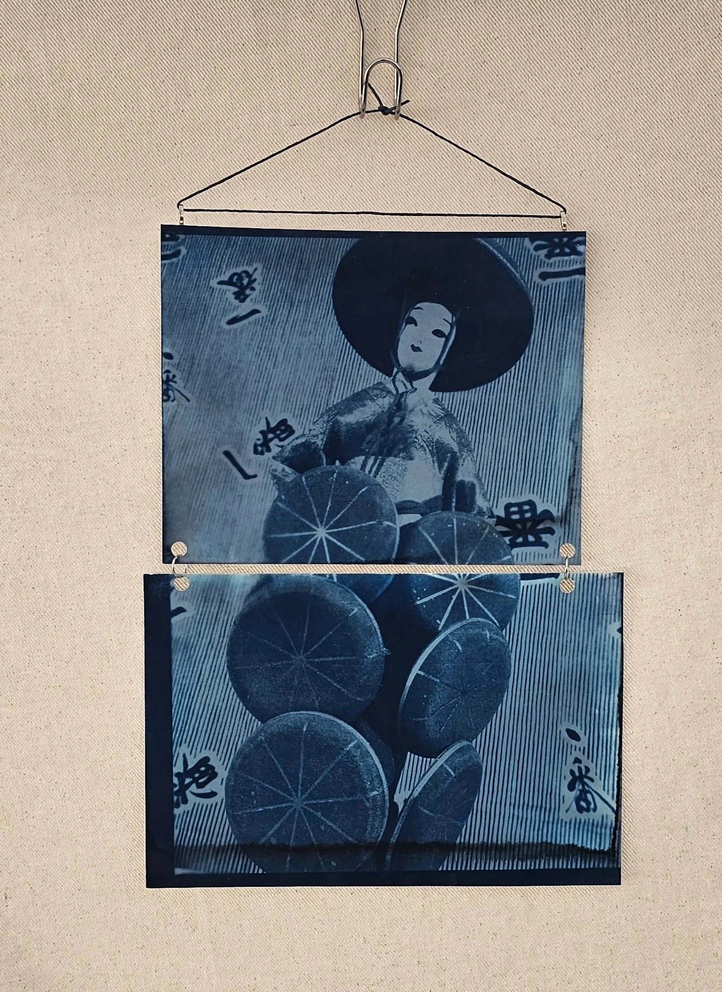 Maiko with Umbrellas Cyanotype