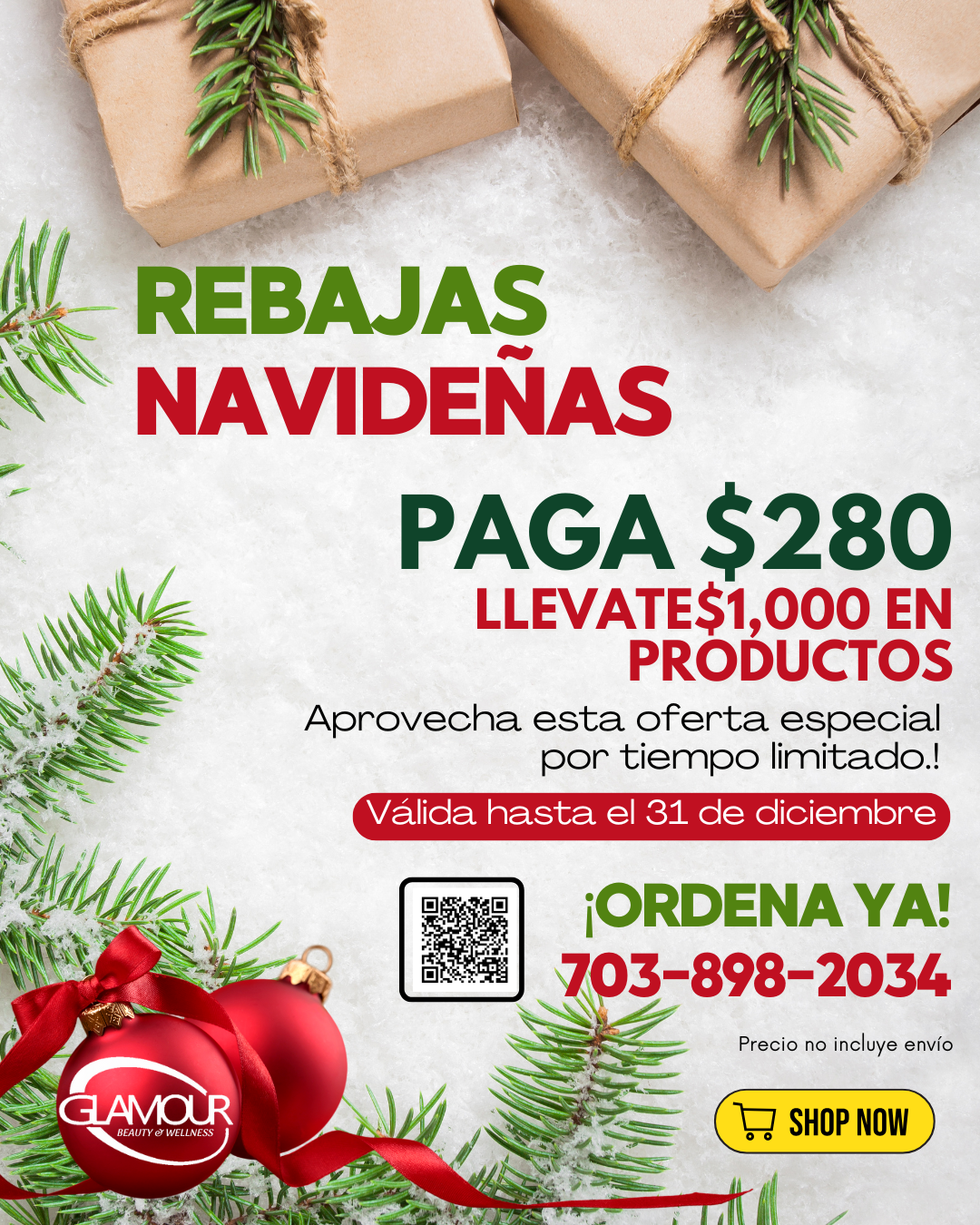 Rebajas Navideñas Glamour – Paga $280 y llévate $1,000