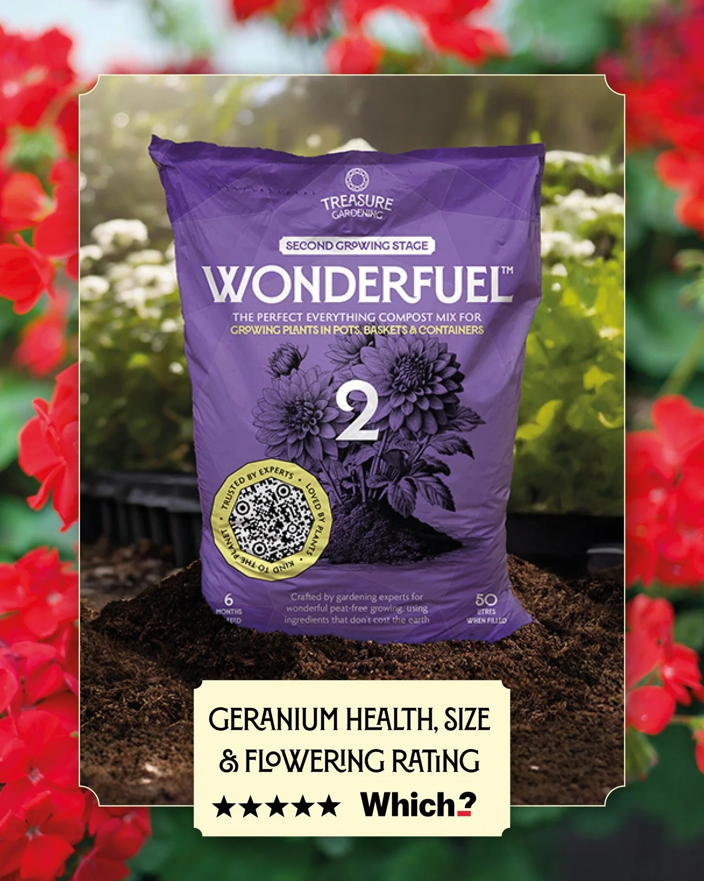 🌟🌟🌟🌟🌟

Another 5 star rating from @whichuk !

We&rsquo;re delighted that Wonderfuel Stage Two peat-free compost has been awarded 5 stars by the expert testing team at Which? for geranium size, quality and flowering. 🌸

If you want strong, healt