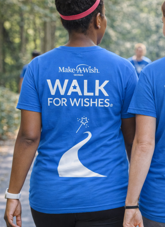 This shirt was to promote the Walk for Wishes walk/run event! The design is intentionally simplistic to visually stay within the brand and maintain focus to the name of the event. 