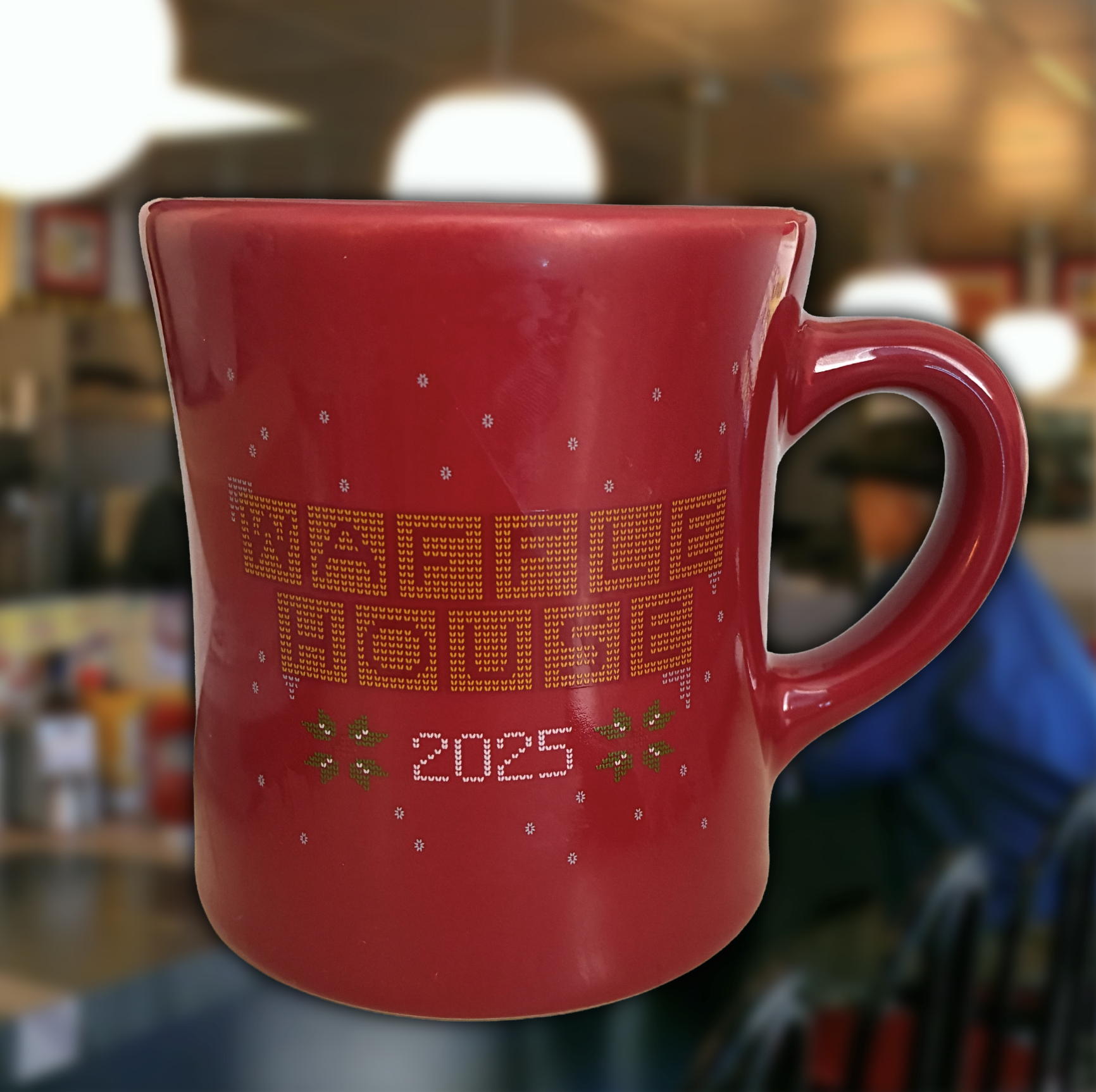 Back of 2025 Holiday Waffle House Mug (click to see in store)