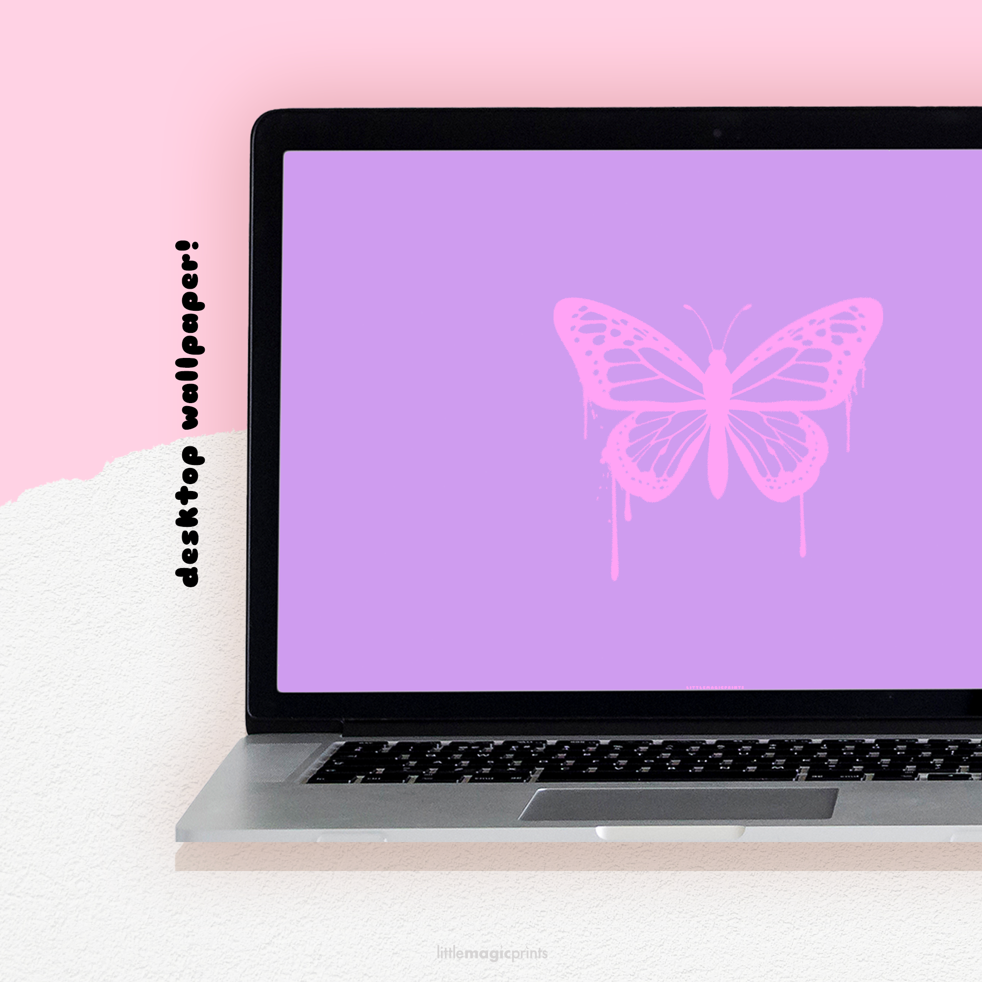 Drippy Butterfly Desktop Wallpaper (Purple + Pink)