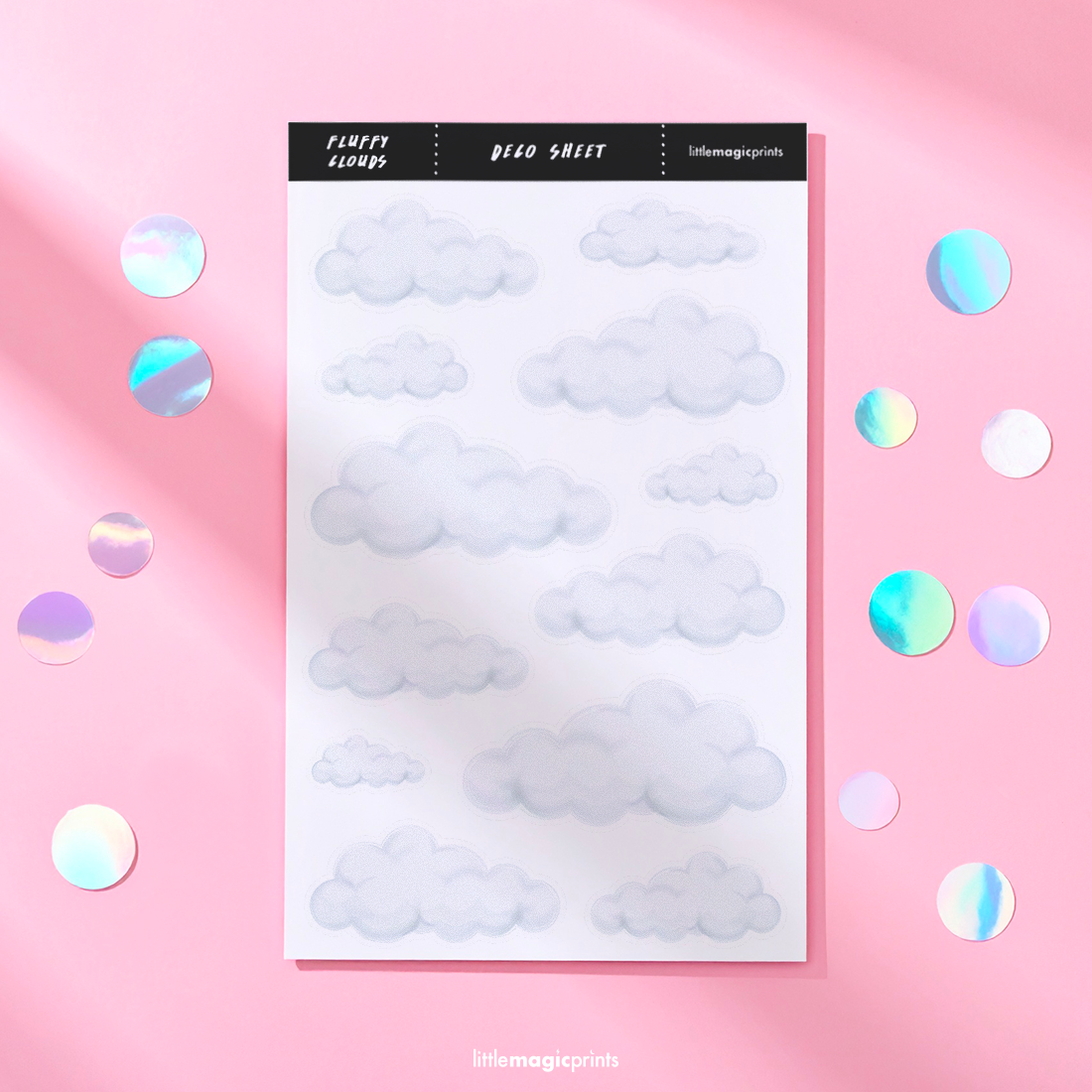 Fluffy Clouds in Gray Sticker Sheet