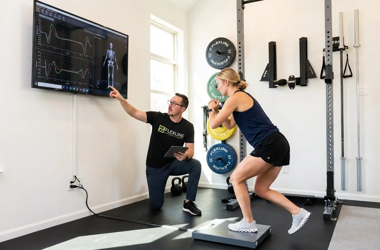 Physical therapist working one-on-one with an active adult to build strength and get back to sport without pain