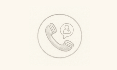 Vintage-style telephone receiver icon with a person silhouette inside a speech bubble