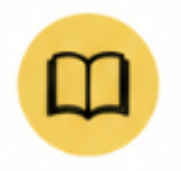 Black open book icon inside a yellow circle