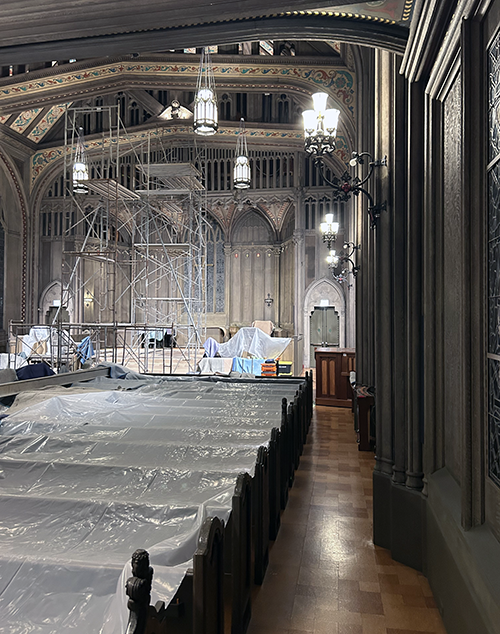 Pews in the sanctuary 