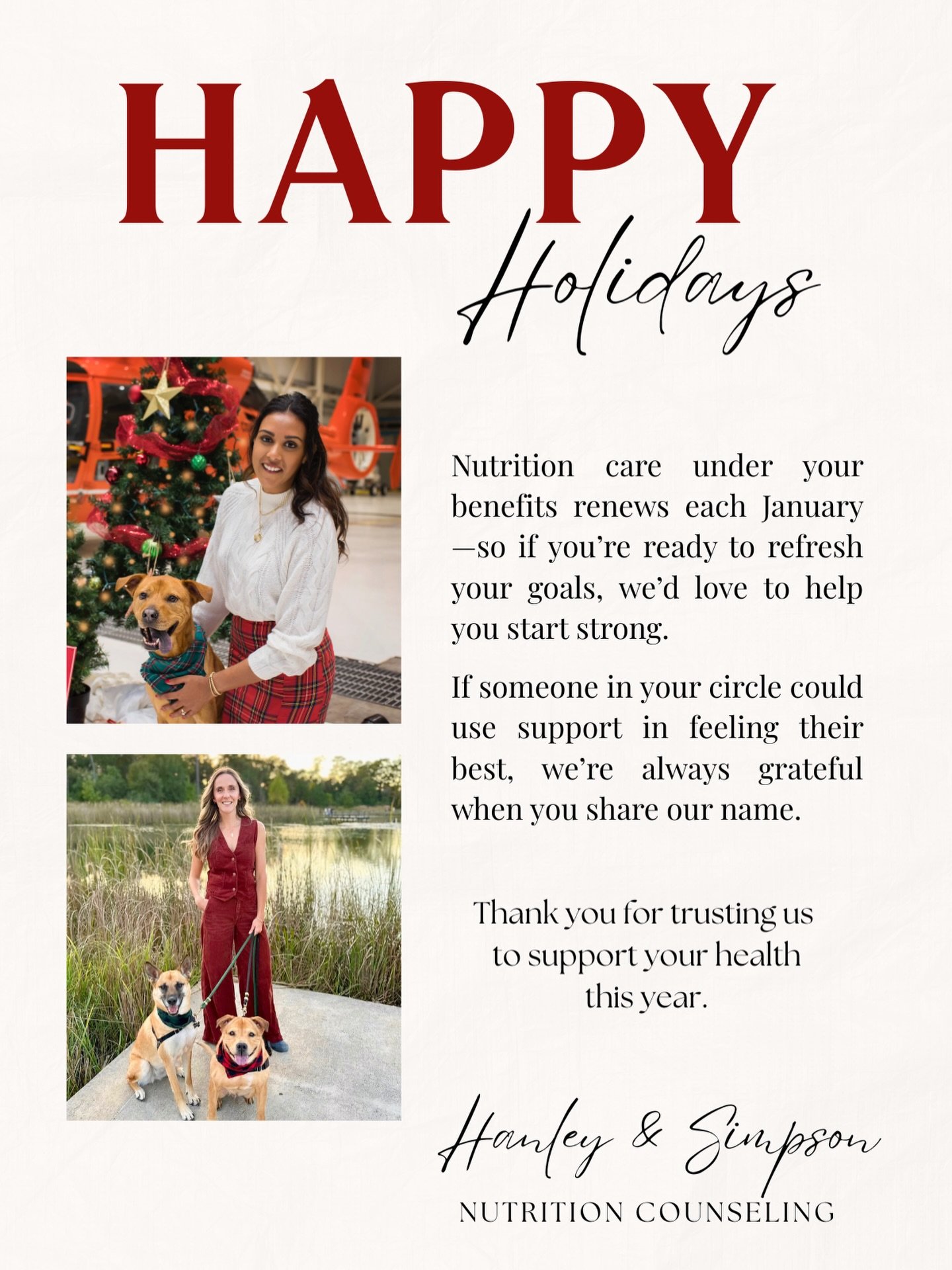 Happy Holidays ✨
- from your favorite dietitian duo and our pups 🐾
