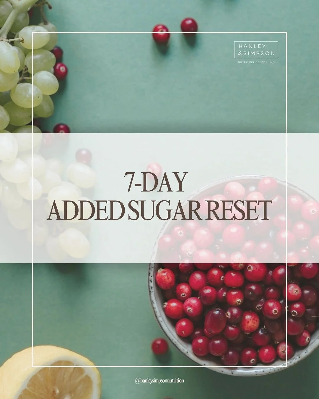 ✨ 7-Day Added Sugar Reset ✨
Get ahead of the holiday cravings before they get ahead of you. This 7-day reset helps you balance blood sugar, curb the sugar rollercoaster, and boost your energy &mdash; so you&rsquo;re not walking into every holiday eve