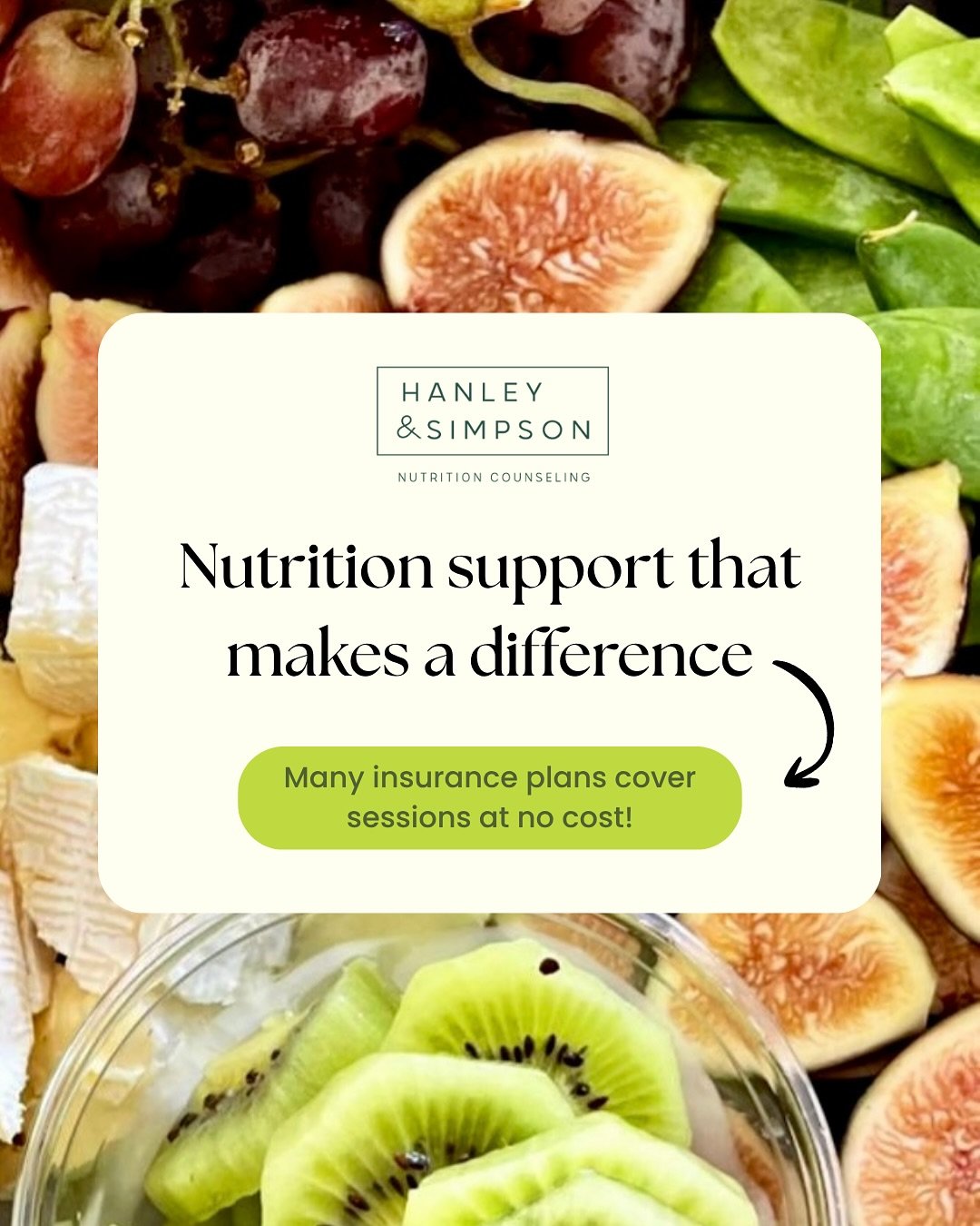 Did you know nutrition counseling might be completely covered by your insurance?
We&rsquo;re in-network with BCBS, Aetna, United Healthcare, Cigna, and AmeriHealth &mdash; so your sessions could cost you $0.
Let us check your benefits for you. It&rsq