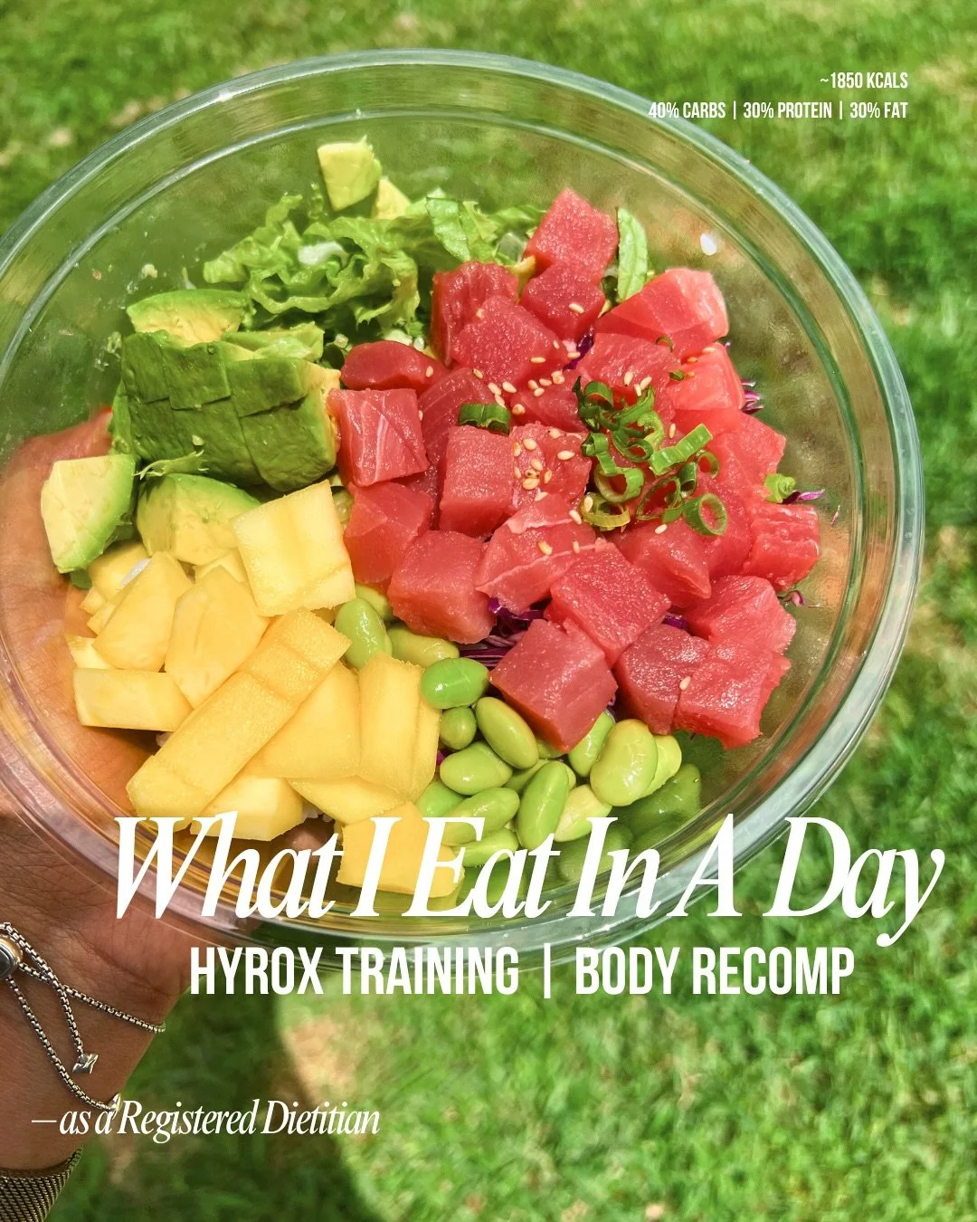 This is how I fuel as a #registereddietitian for my specific height, weight and activity level. My focus is body recomp for @hyroxusa which means enough carbs to support expanding my #aerobicbase and consistent protein for strength. You don&rsquo;t n