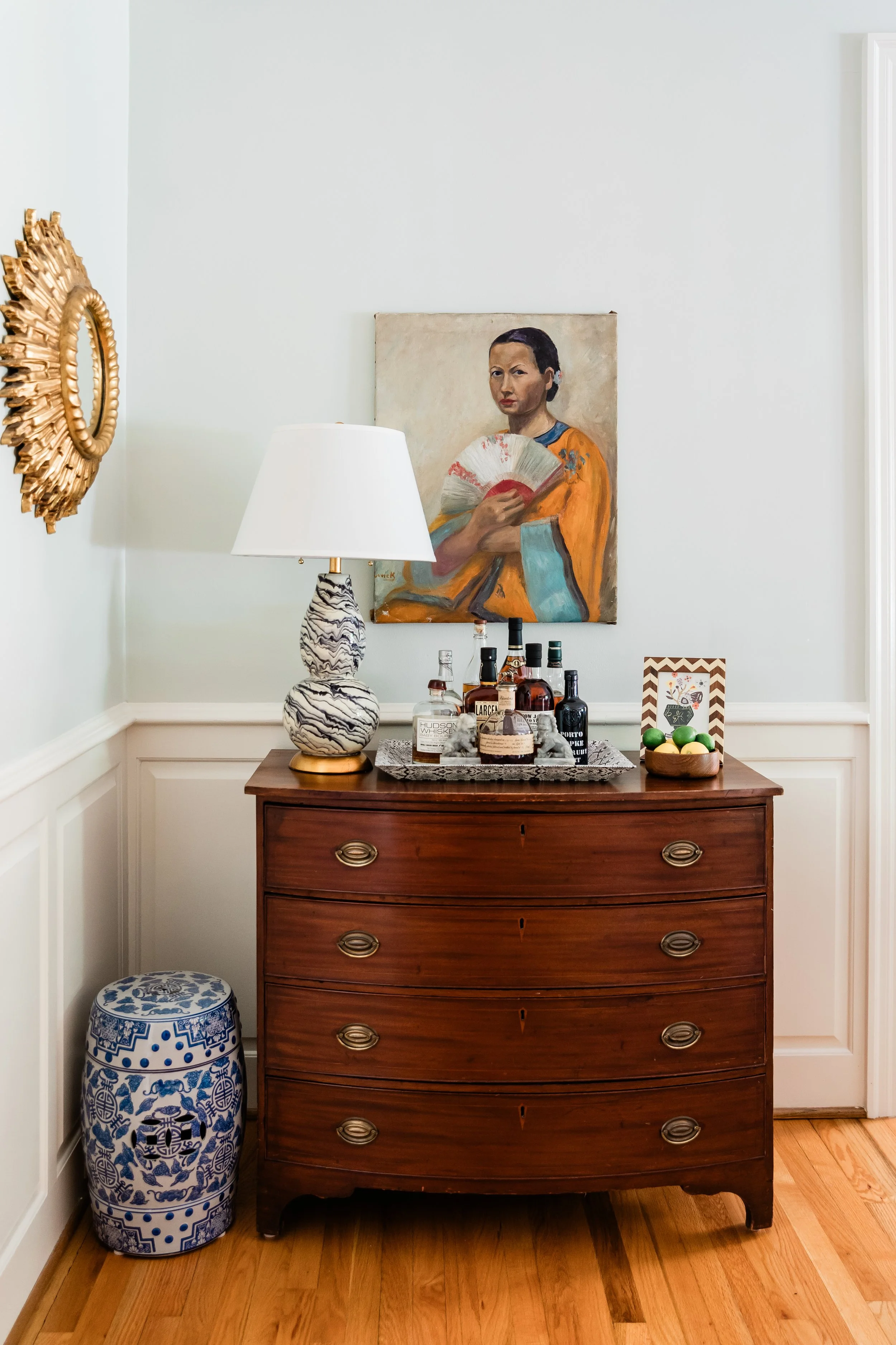 unconventional bar cart corner of house