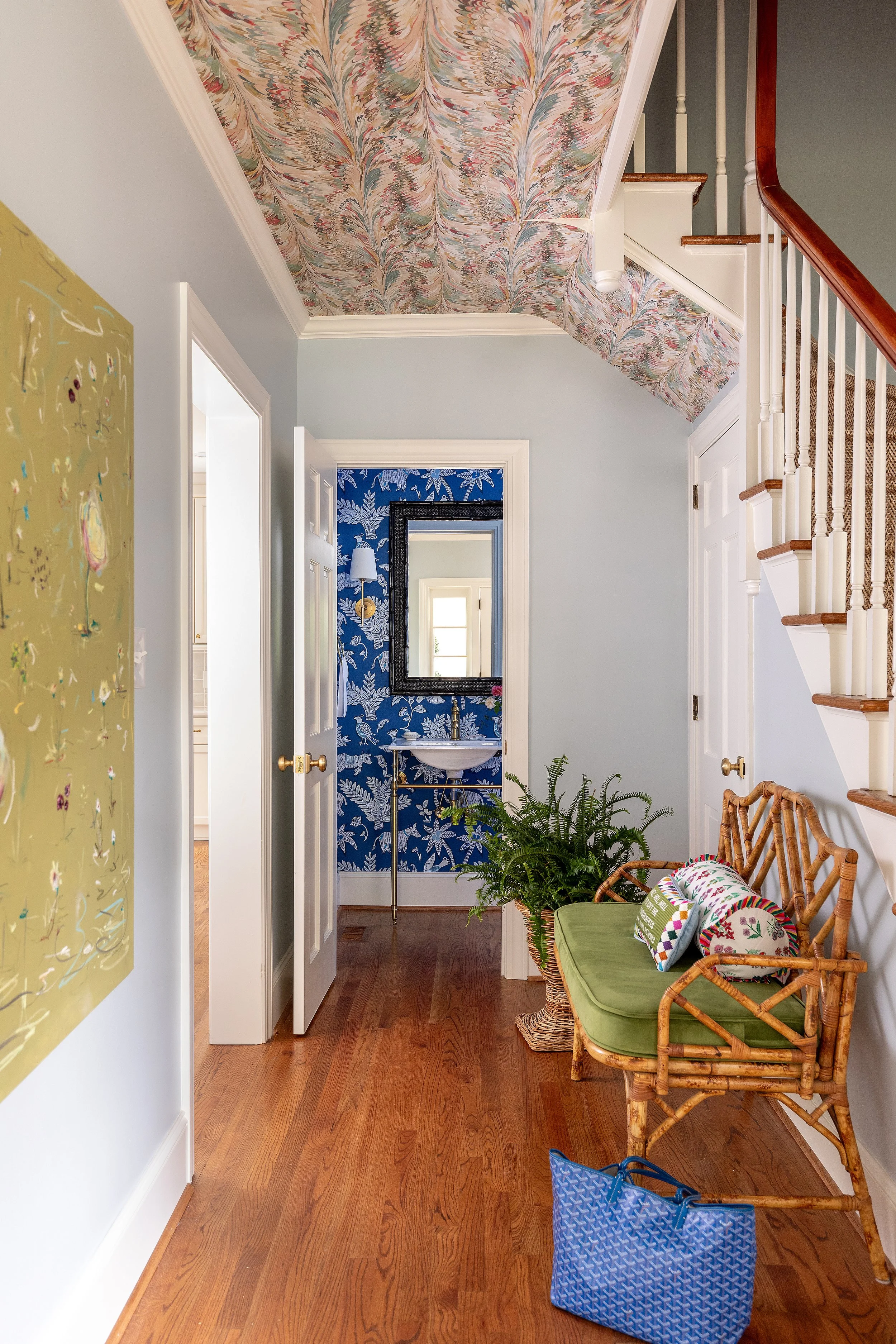 Colorfully classic entryway for North Carolina home by MMD
