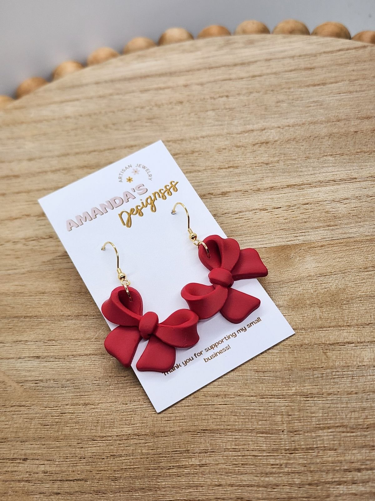 Classic Red 3D Bow Earrings