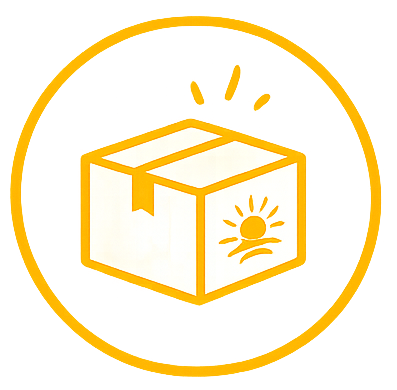 A box with a sun symbol and a label, surrounded by a yellow circle.
