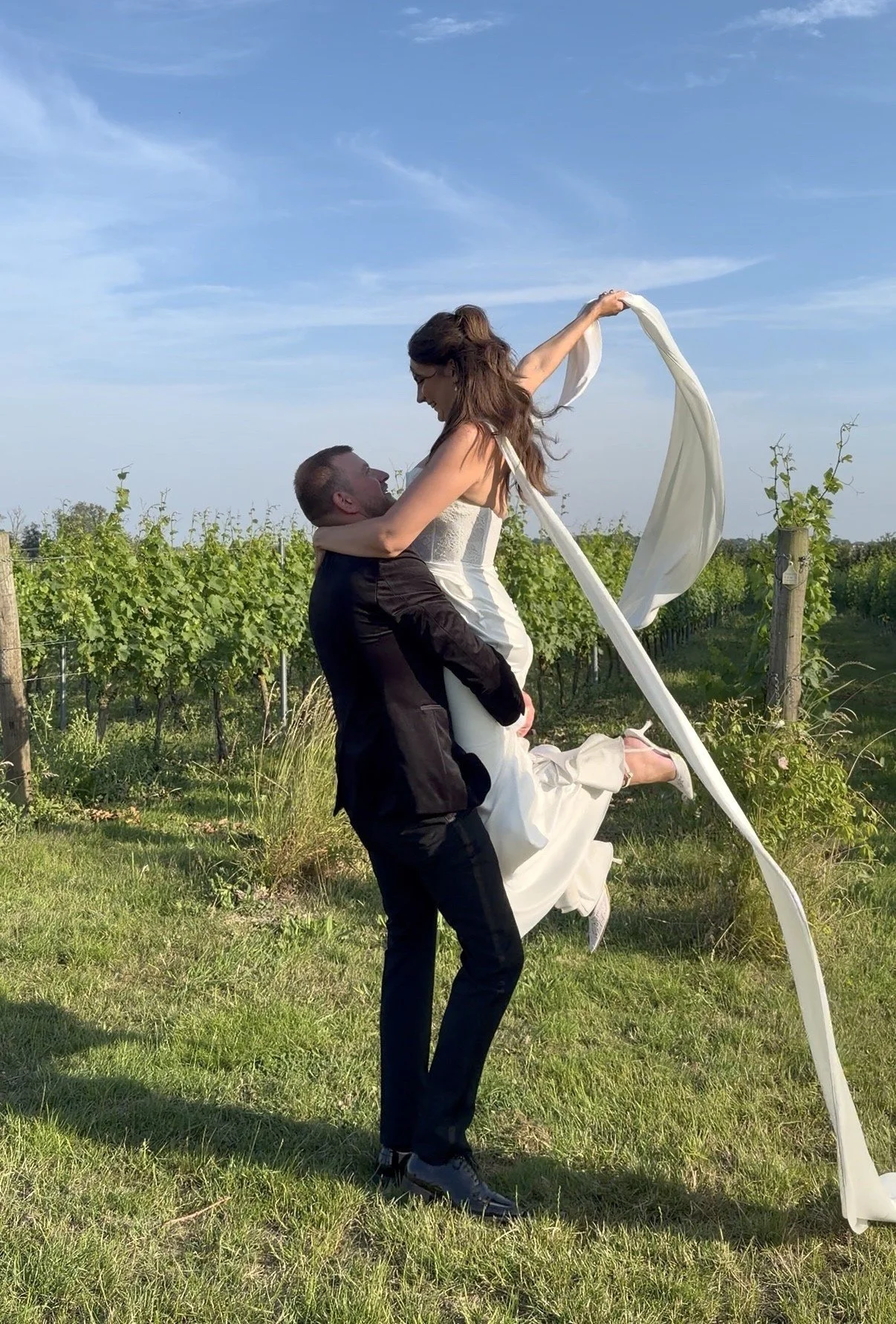 Just married couple photo at High House Weddings in Essex