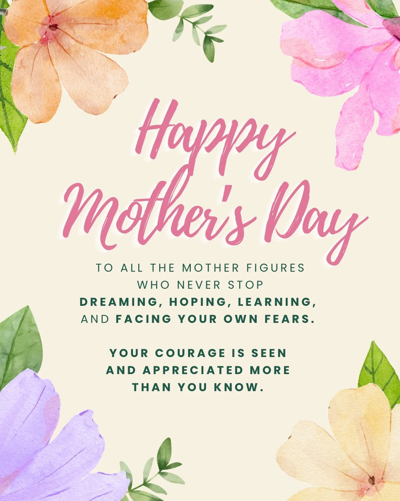 Happy Mother&rsquo;s Day 💐 to all of the hard-working, brave, vulnerable, and amazing mother figures - mom there, grandmothers, aunts, adoptive mothers, foster mothers. 

You deserve the world, today and every day!