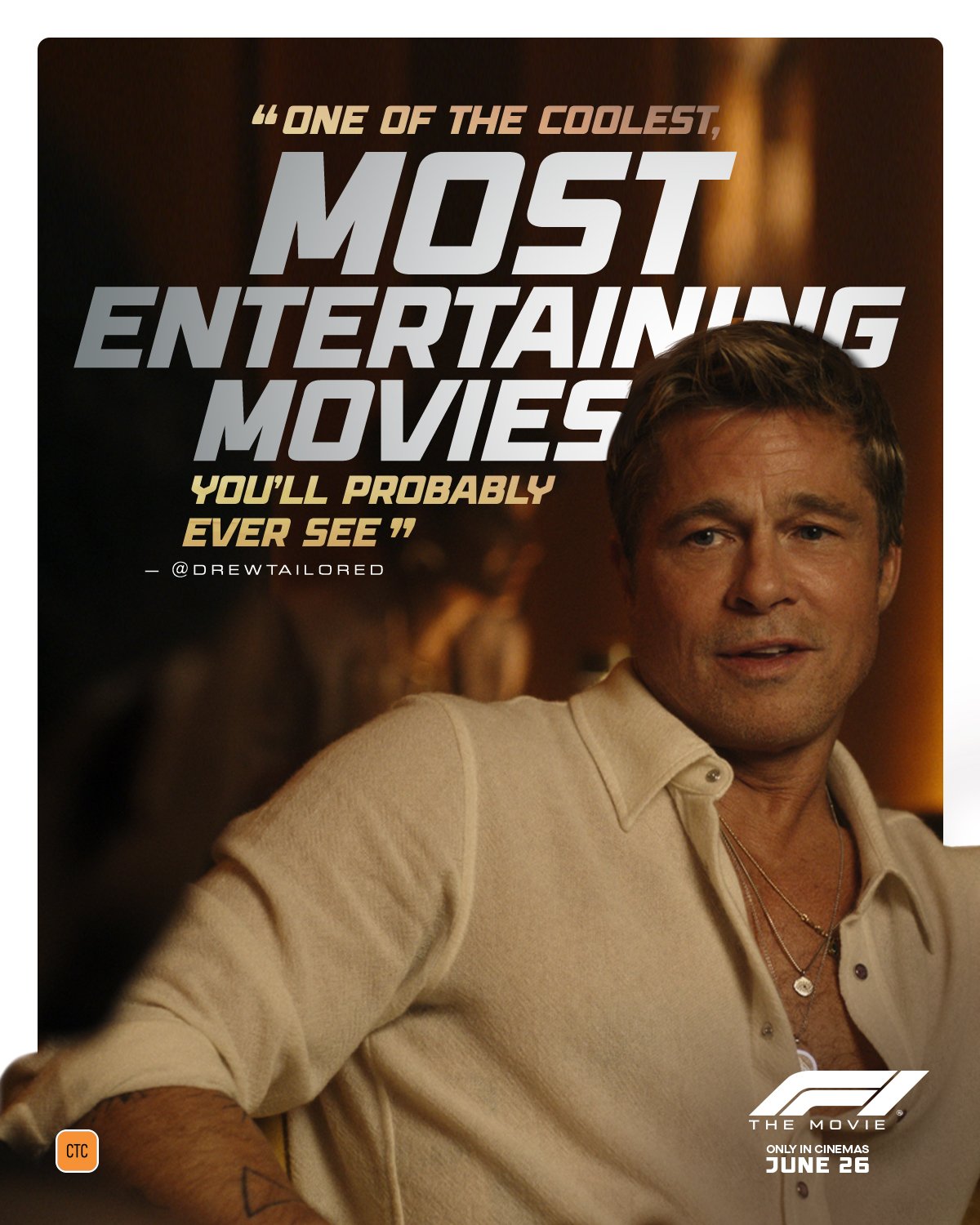 Only 2 weeks to go until F1 THE MOVIE arrives in your cinemas!

The filmmakers behind Top Gun: Maverick have set their sights on the FORMULA 1 track in F1 THE MOVIE, a high-speed blockbuster starring Brad Pitt, Damson Idris, and Javier Bardem. Releas