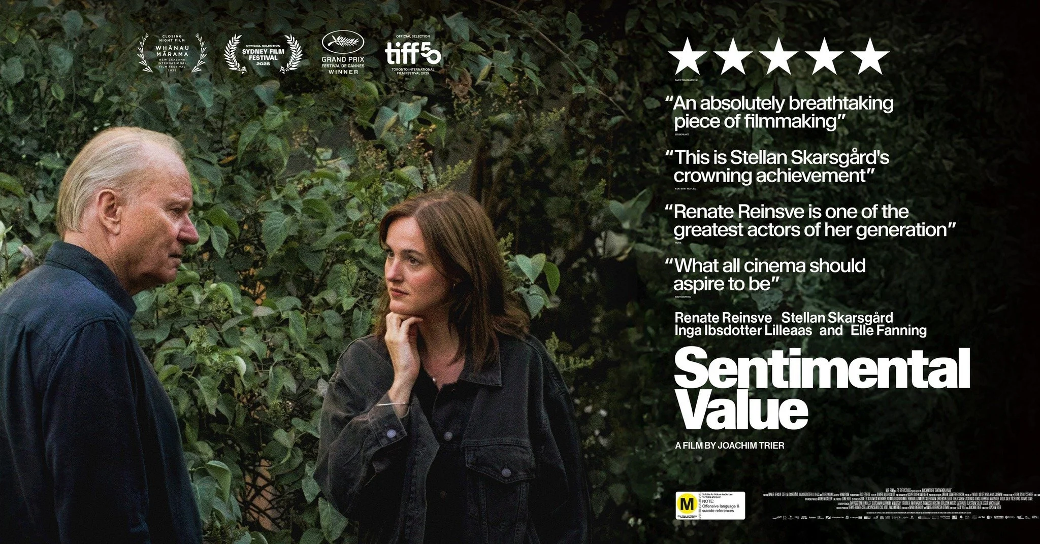 From AcademyAward-nominated director of The Worst Person in the World. SENTIMENTAL VALUE is Joachim Trier&rsquo;s masterful story of love and the fragile connections that make a family. Starring Renate Reinsve, Stellan Skarsg&aring;rd, and Elle Fanni