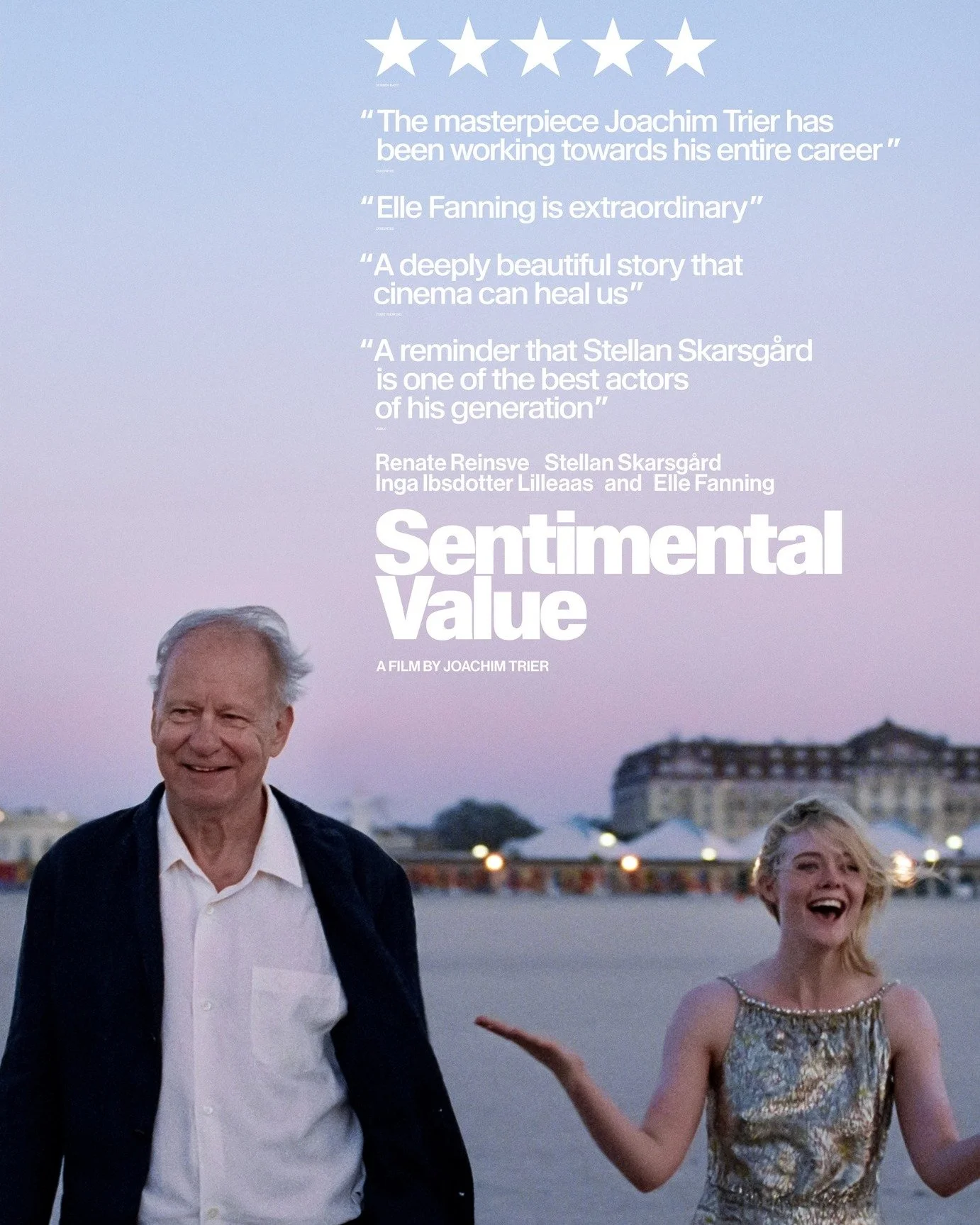 "The best film of the year." - Vogue

Joachim Trier's SENTIMENTAL VALUE, starring Renate Reinsve, Stellan Skarsg&aring;rd, Elle Fanning, and Inga Ibsdotter Lilleaas in Cinemas 22 Jan.
