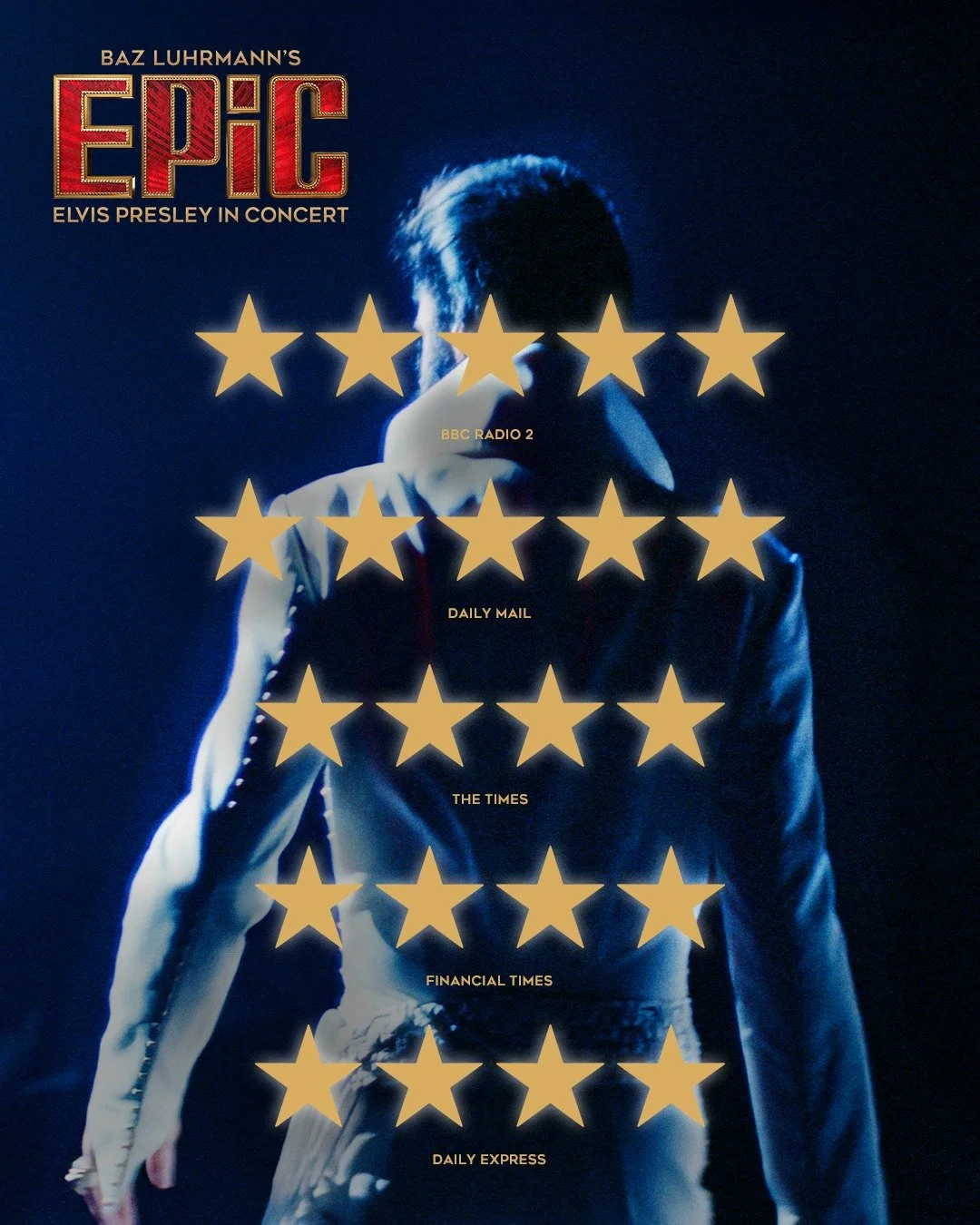 &ldquo;A gloriously exuberant celebration of The King that&rsquo;s unlike any concert film or music documentary ever made.&rdquo; Baz Luhrmann&rsquo;s EPiC: ELVIS PRESLEY IN CONCERT is now playing in cinemas.