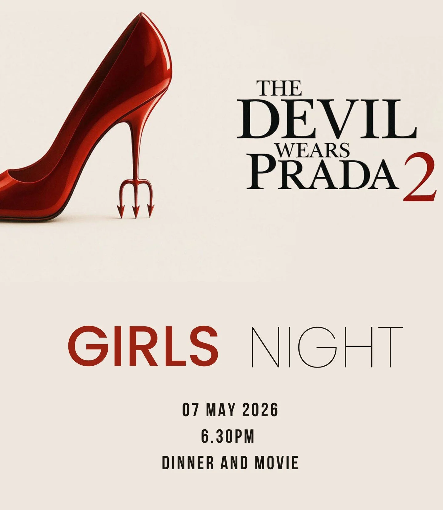Girls Night at Circus Cinema!

Grab your girls and step into the world of fashion, ambition, and iconic one-liners with The Devil Wears Prada 2!
Join us on May 7th at 6:30 PM for a stylish evening that pairs a delicious dinner with the highly anticip
