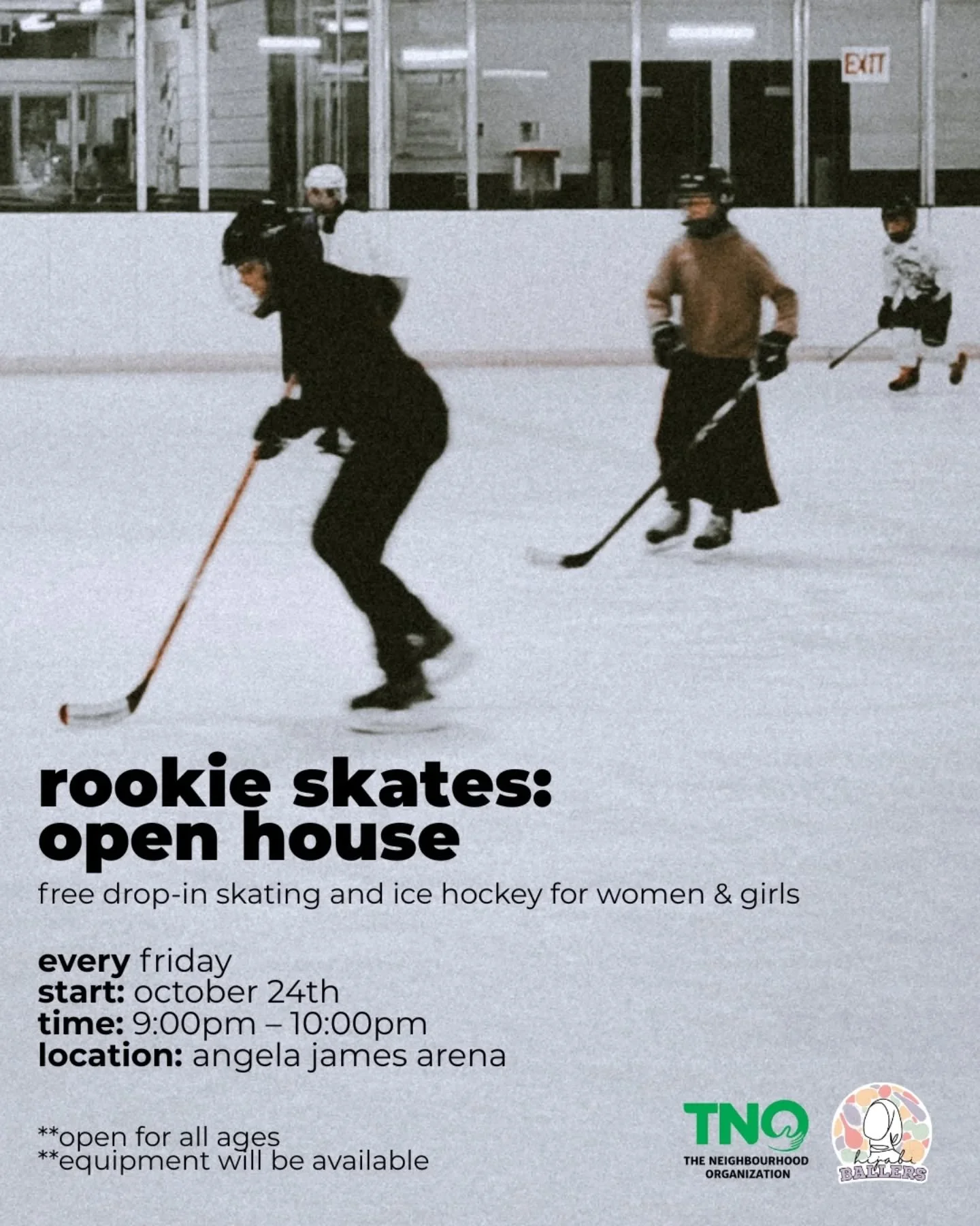 🏒 ROOKIE SKATES IS BACK! 🏒

Your favourite drop-in skating &amp; ice hockey program returns for another season! Join us every Friday night for fun, community, and ice time.

Starts: Friday, October 24th
Ends: December 19th
Time: 9:00 PM &ndash; 10: